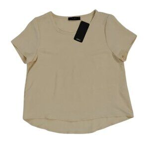 2 Saints Womens Beige Short Sleeve Scoop Neck Polyester Blouse Size S. NWT